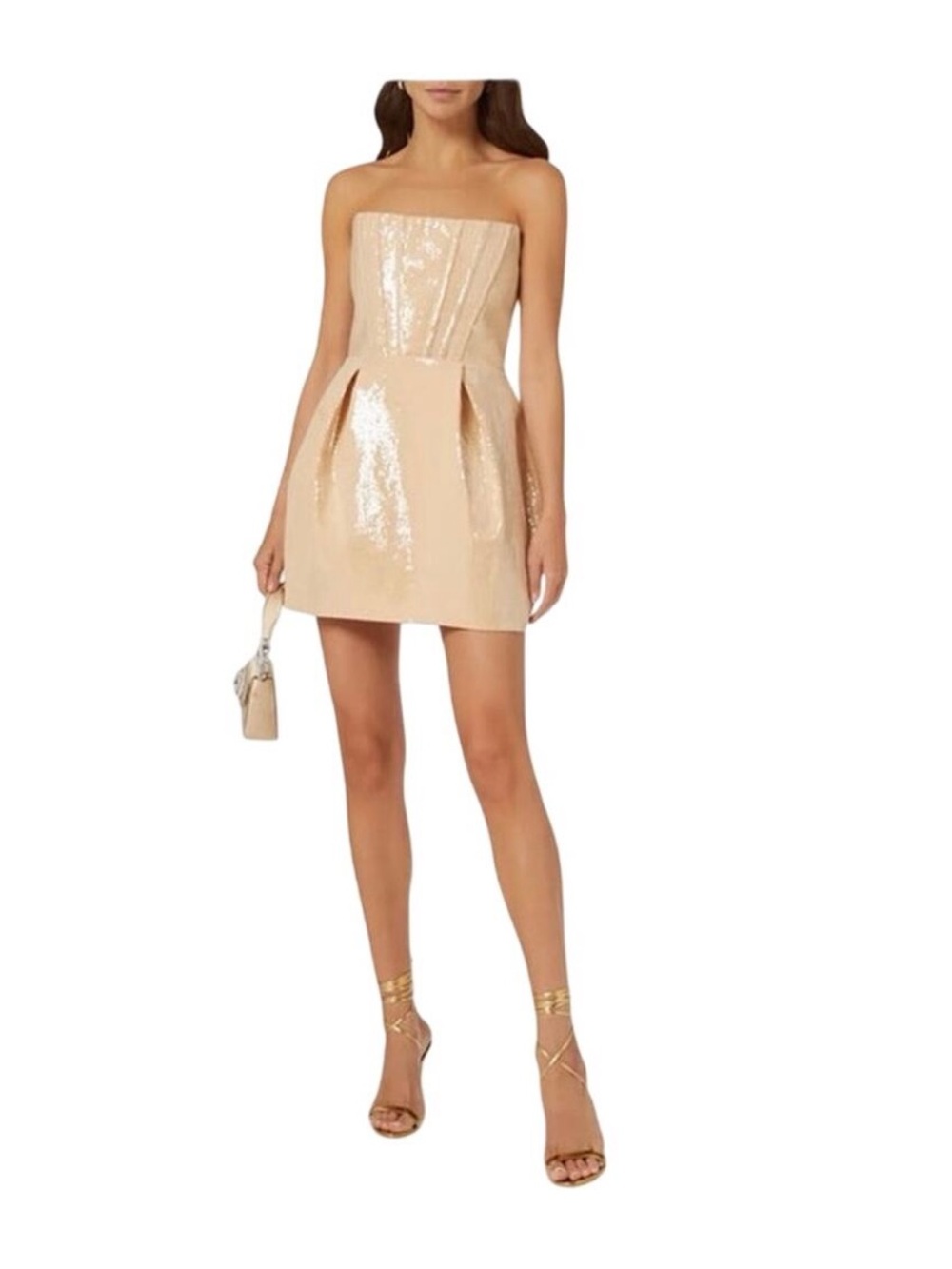 Bronx and Banco Nude Sequin Strapless Mini Dress